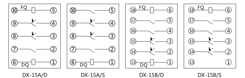 DX-15A/S信號繼電器內(nèi)部接線及外引接線圖