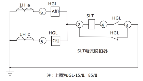 JGL-81/Ⅱ二相靜態(tài)反時(shí)限過(guò)流繼電器典型應(yīng)用接線(xiàn)圖